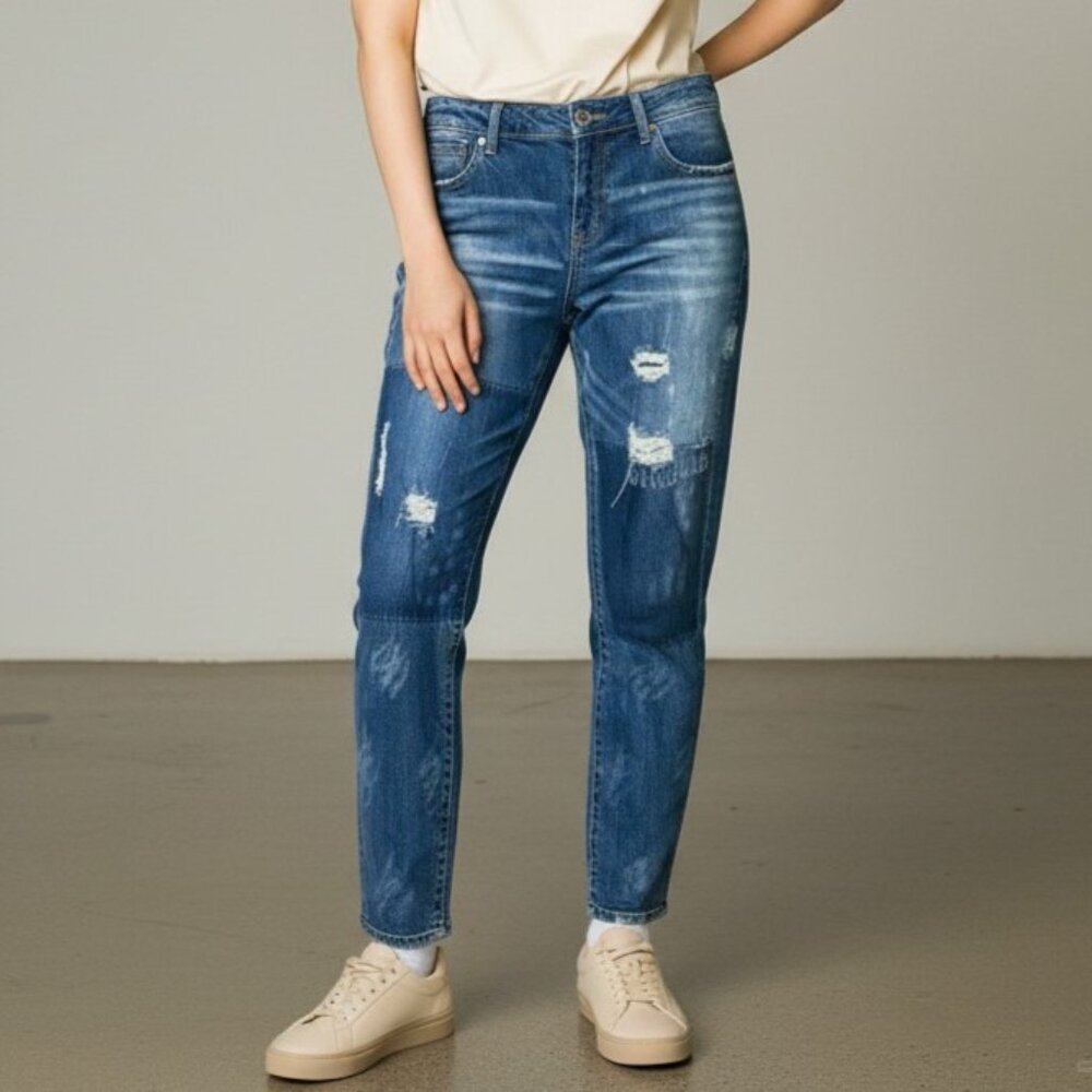 Buckle Black Fit No 53 Ankle Skinny Jeans 30 Denim Mid Rise Distressed Stretch